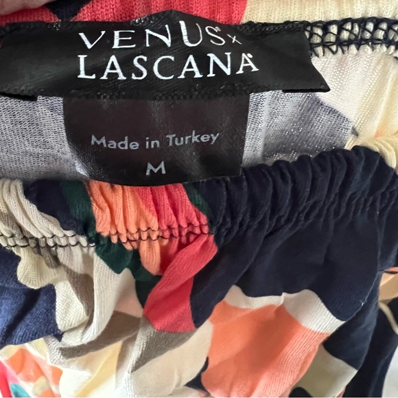 VENUS Off-Shoulder Maxi Dress in Navy, Coral, Cream & Green Print - Picture 5 of 5